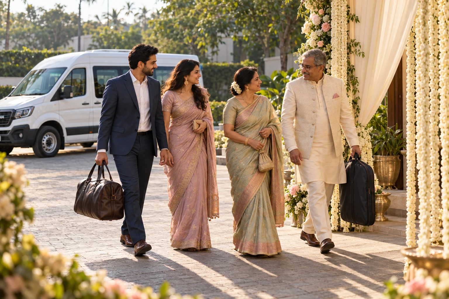 Wedding & event travel, illustrative travel scene